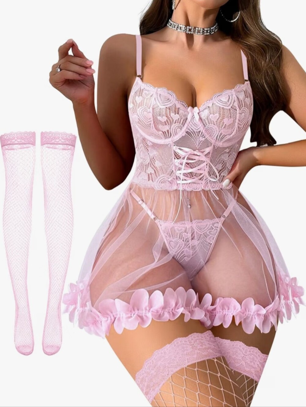 Underwire Lace Ruched Bodycon Lingerie Dress Kit